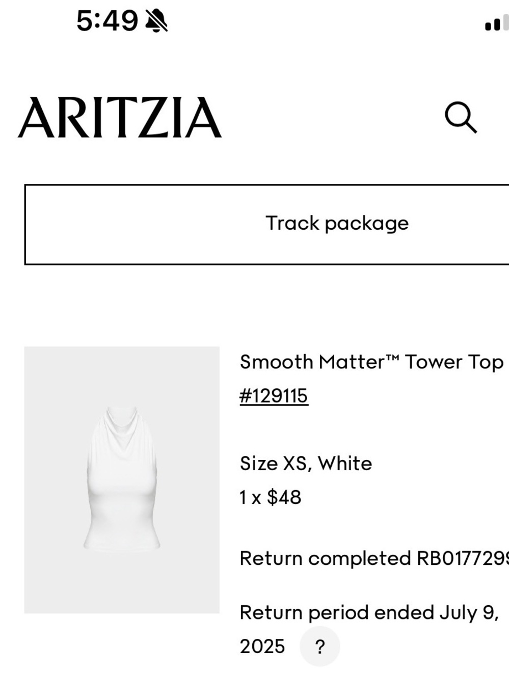 Aritzia Smooth Matter™ Tower Top - White